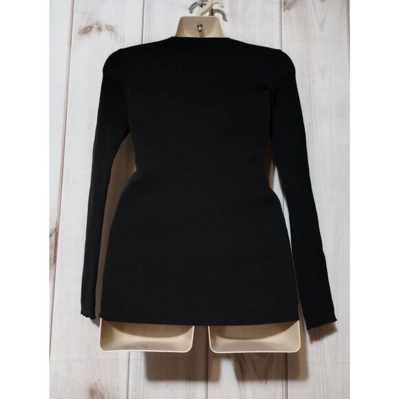 Zara Sweater Ladies Small Black‎ Lace Tie Neck Form Fitting - Picture 2 of 6